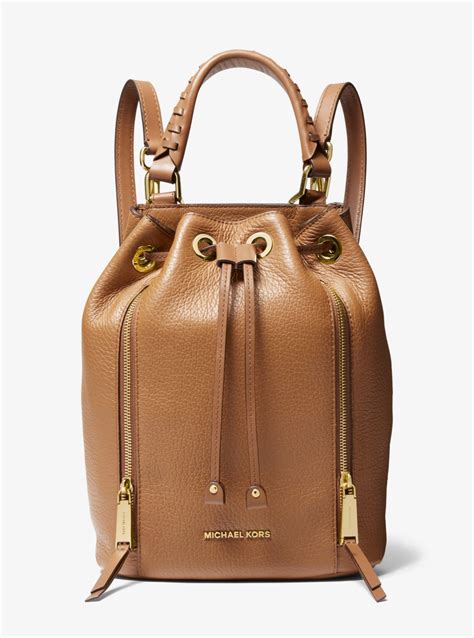 michael kors viv medium pebbled leather bucket backpack|Michael Kors Backpack.